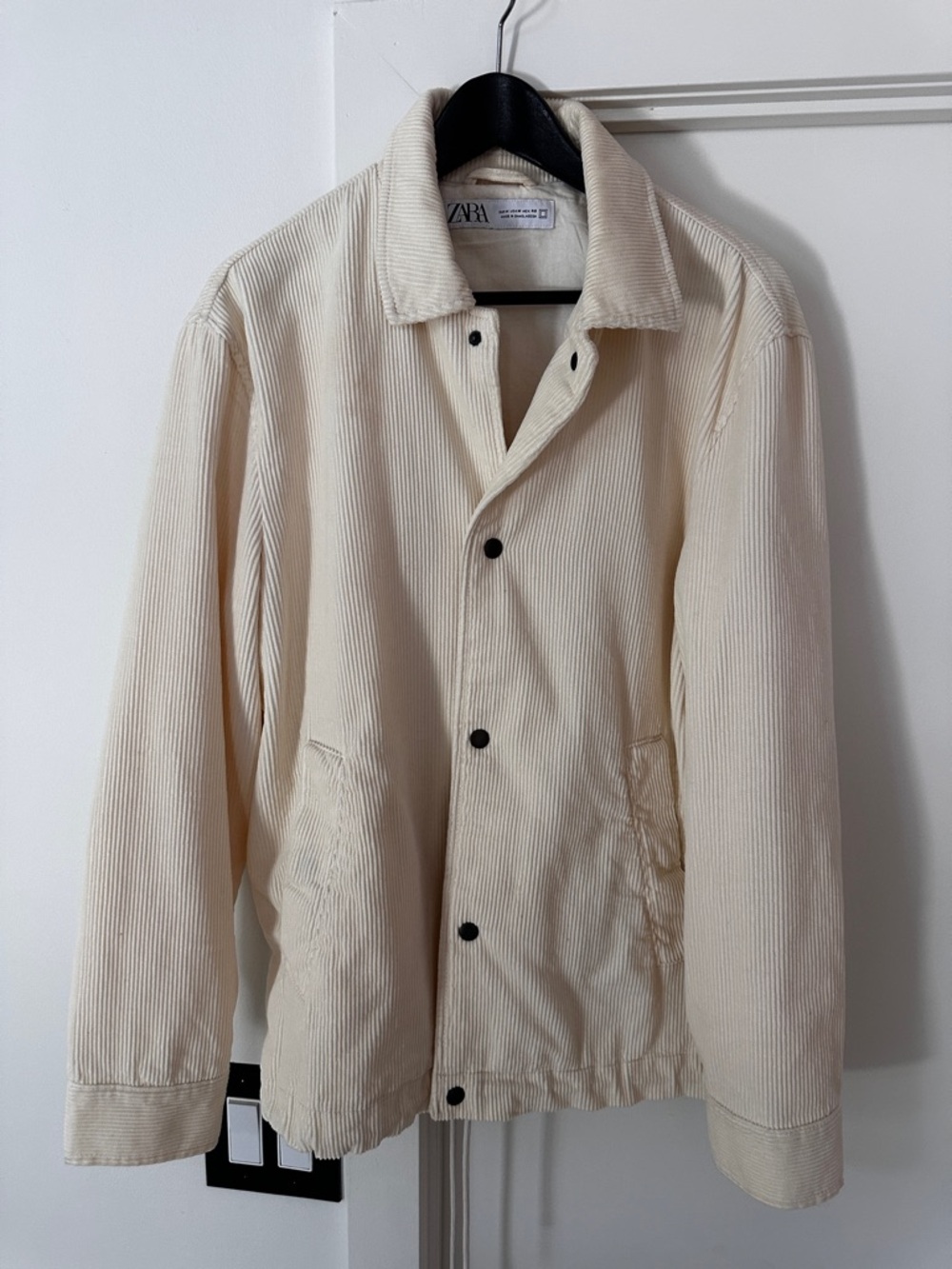 Zara Off-White Corduroy Button Jacket